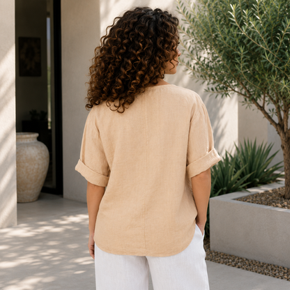 6714 DESERTO LINEN TOP