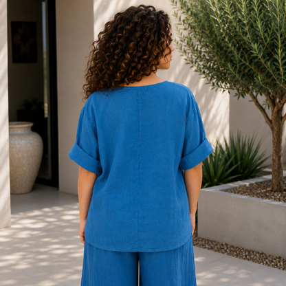 6714 PRUSSIA LINEN TOP