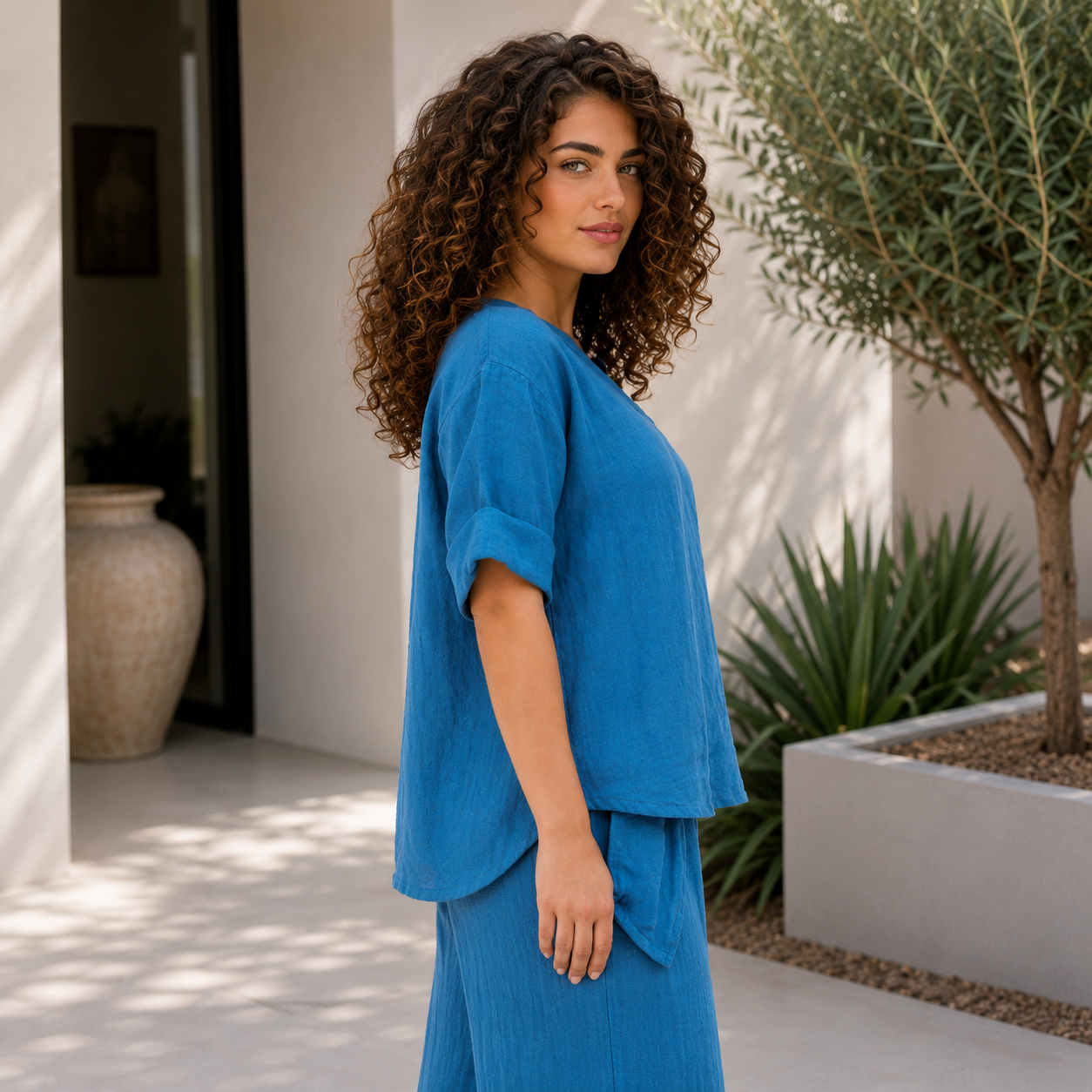 6714 PRUSSIA LINEN TOP