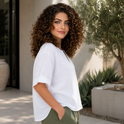 6714 BIANCO LINEN TOP