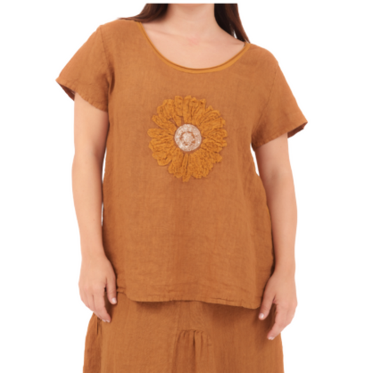 6715 GOLD ITALIAN LINEN TOP