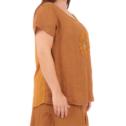 6715 GOLD ITALIAN LINEN TOP