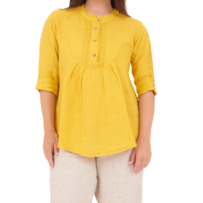 6717 SENAPE LINEN TOP