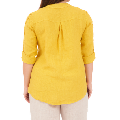 6717 SENAPE LINEN TOP