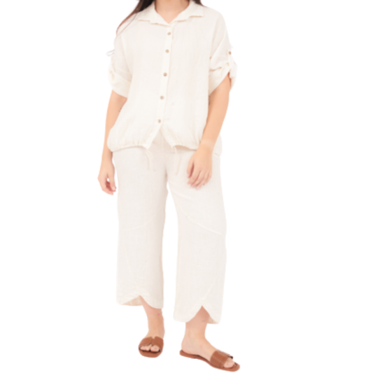 6718 LATTE LINEN TOP