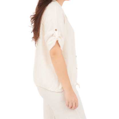 6718 LATTE LINEN TOP