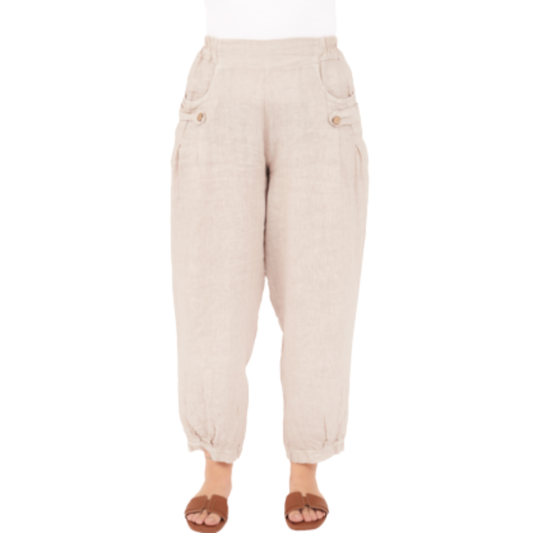 Vera May Italian Linen Ecru Pant 6720