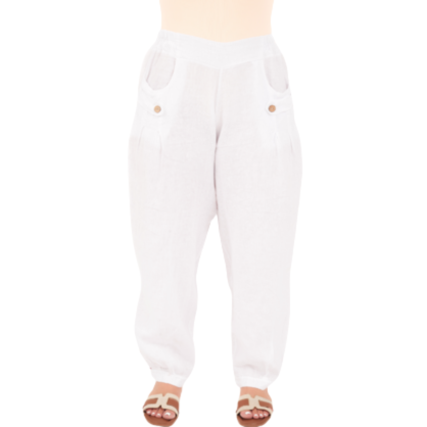 Vera May Italian Linen Bianco Pant 6720