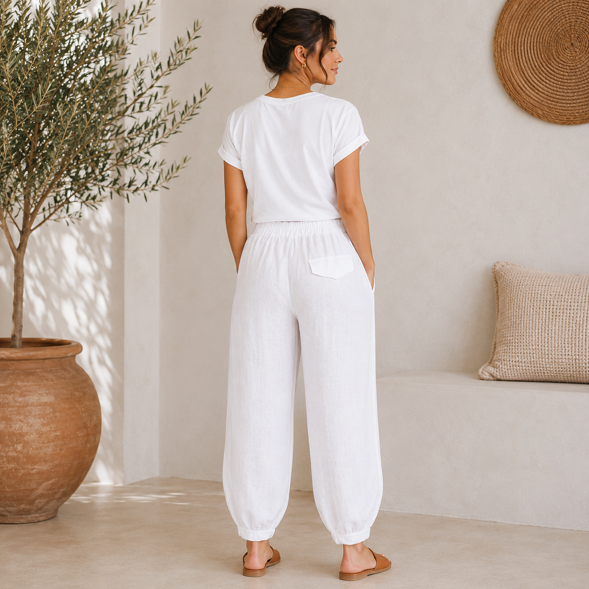 Vera May Italian Linen Bianco Pant 6720