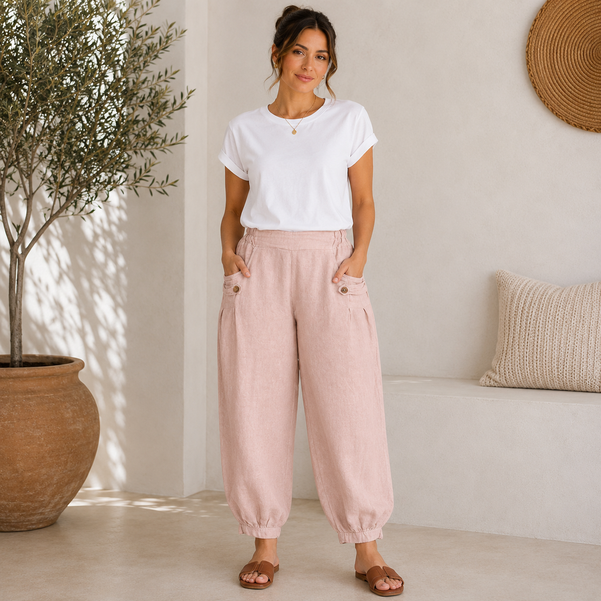 Vera May Italian Linen Cipria Pant 6720