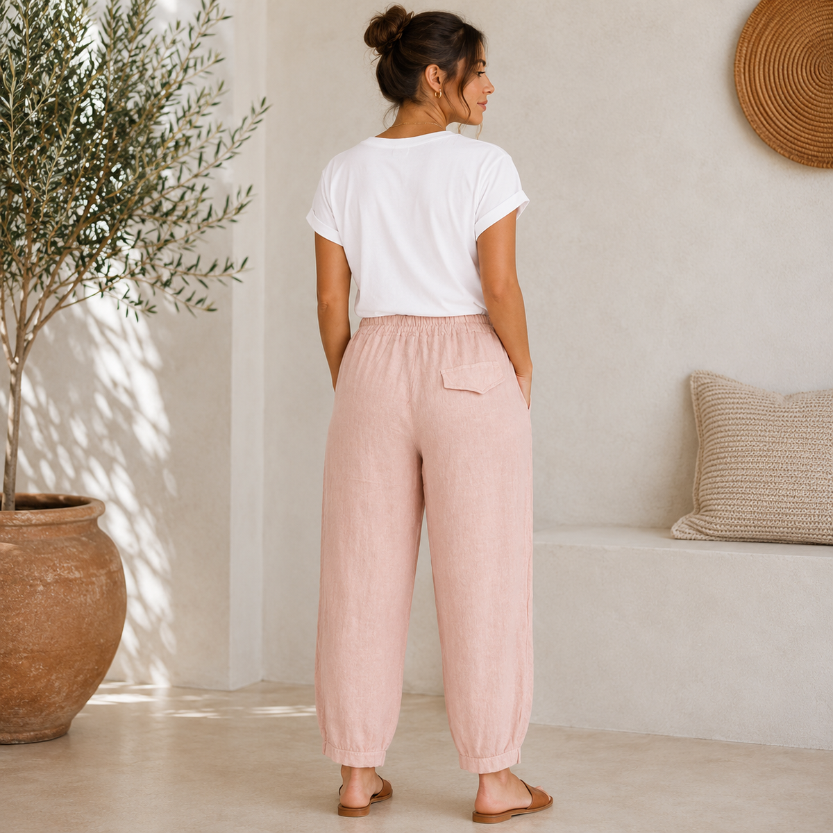 Vera May Italian Linen Cipria Pant 6720