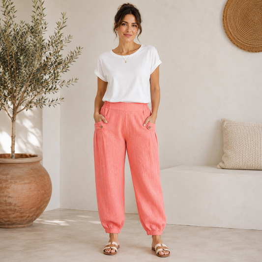 Vera May Italian Linen Corallo Pant 6720