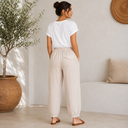 Vera May Italian Linen Ecru Pant 6720