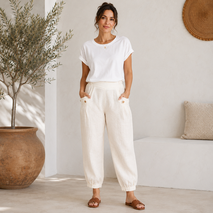 Vera May Italian Linen Latte Pant 6720