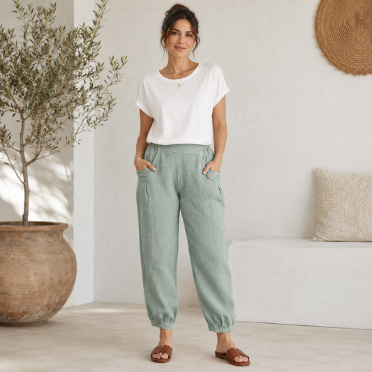 Vera May Italian Linen Salvia Pant 6720