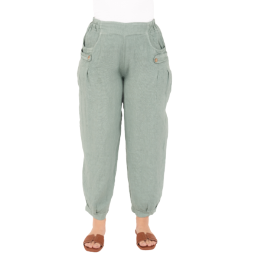 Vera May Italian Linen Salvia Pant 6720