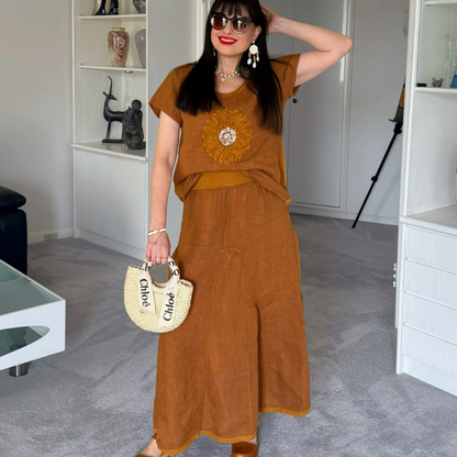 6715 GOLD ITALIAN LINEN TOP