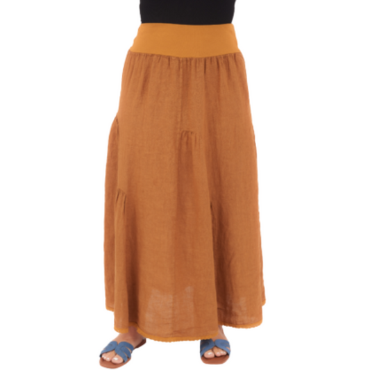 VERA MAY GOLD ITALIAN LINEN SKIRT 6722