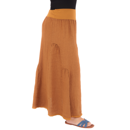 VERA MAY GOLD ITALIAN LINEN SKIRT 6722