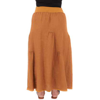 VERA MAY GOLD ITALIAN LINEN SKIRT 6722