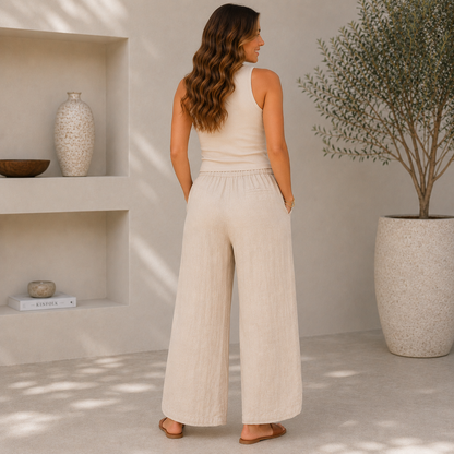 Vera May Italian Linen Ecru Pant 6725