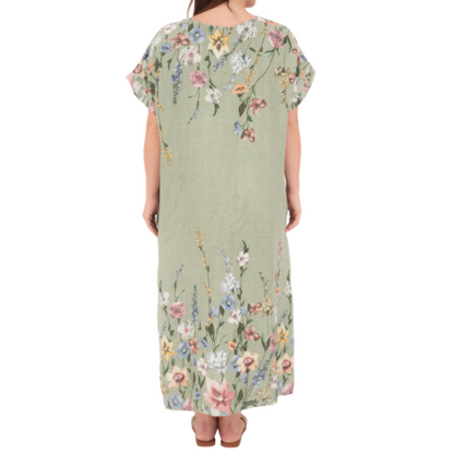 VERA MAY ITALIAN LINEN SALVIA DRESS 6732