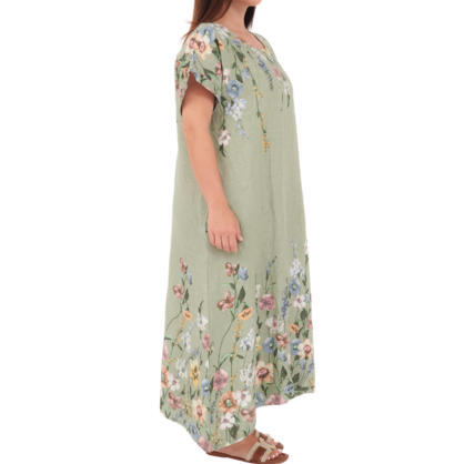 VERA MAY ITALIAN LINEN SALVIA DRESS 6732