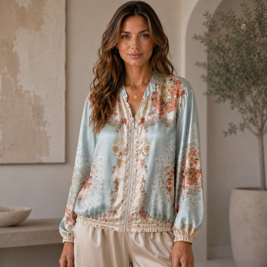 Vera May sage Italian silk jacket 6778C