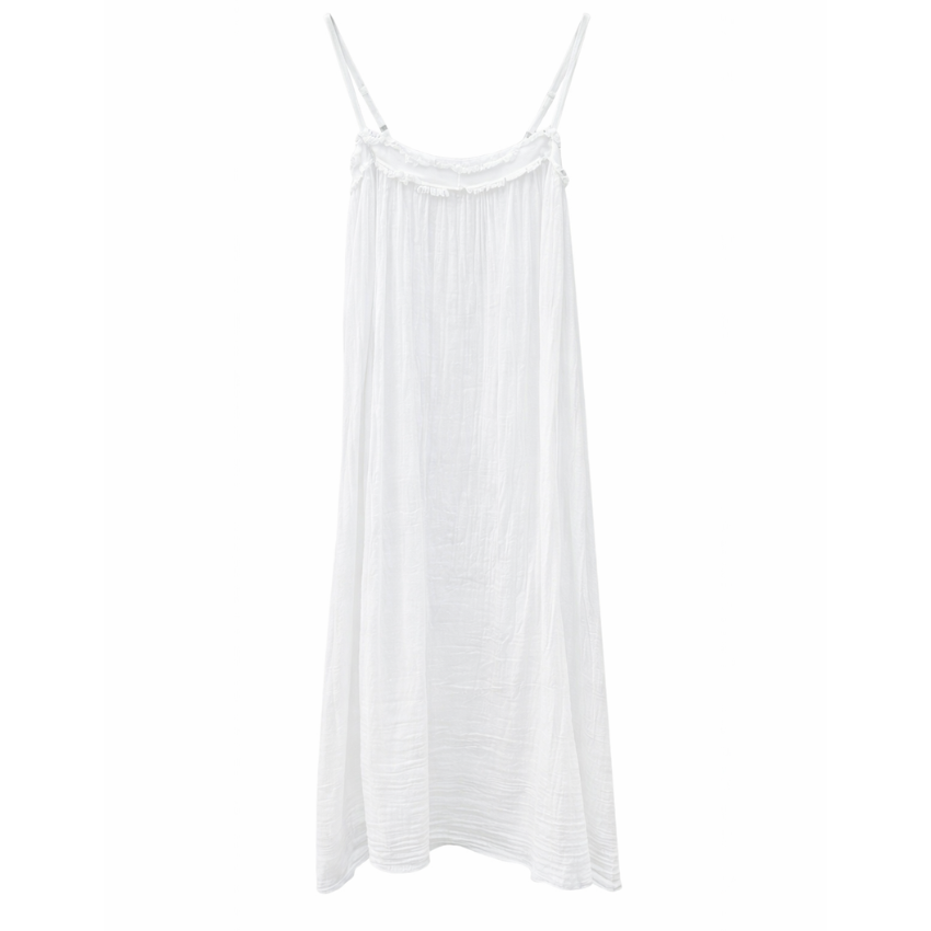 6782 Vera May Italian Cotton Midi Dress Bianco White