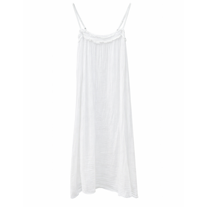 6782 Vera May Italian Cotton Midi Dress Bianco White