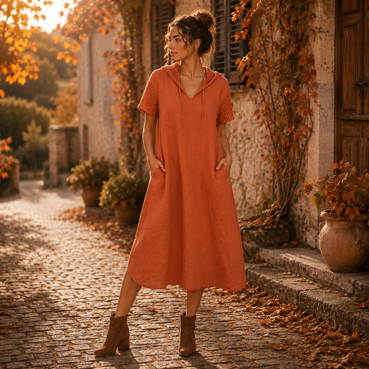 6785 Vera May Dress Hermes Rust