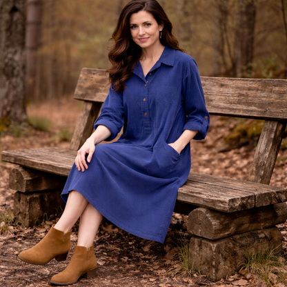6809D  Corduroy Vera May Dress Blue