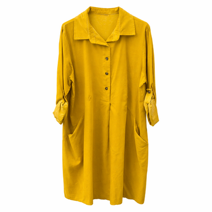 6809D  Corduroy Vera May Dress Senape Yellow
