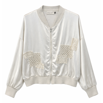 6842 Vera May Satin Bomber Jacket Beige