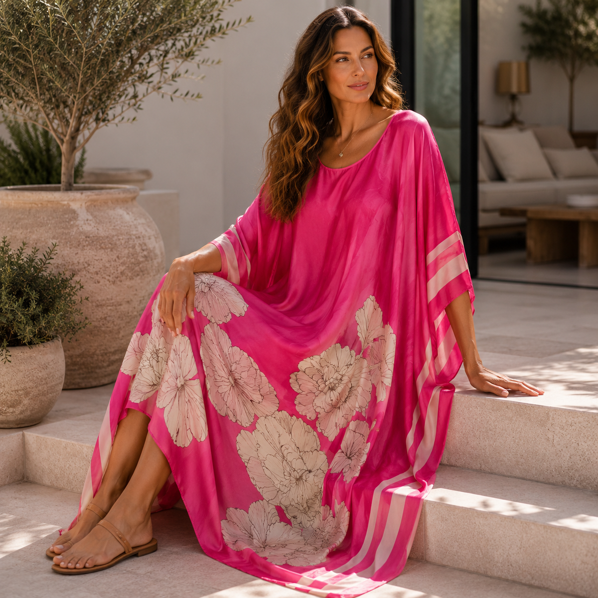Vera May fuchsia Italian silk dress 68581