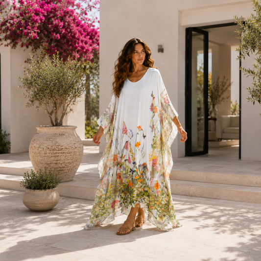 Vera May white Italian silk dress 69091