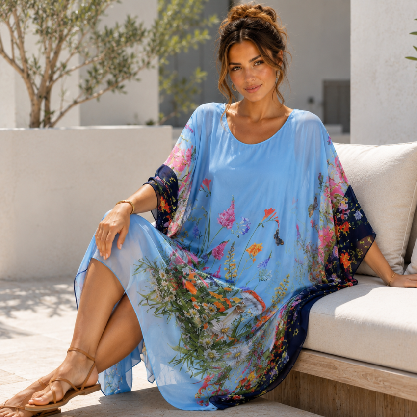 Vera May sky blue Italian silk dress 69091
