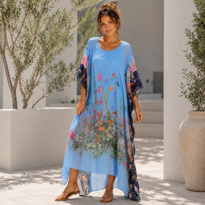 Vera May sky blue Italian silk dress 69091