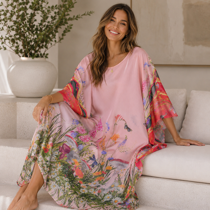 Vera May rose Italian silk dress 69091