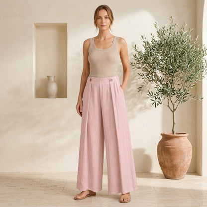Vera May rose Italian linen pants 6978