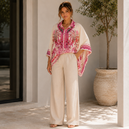 Vera May fuchsia Italian viscose top 6986D
