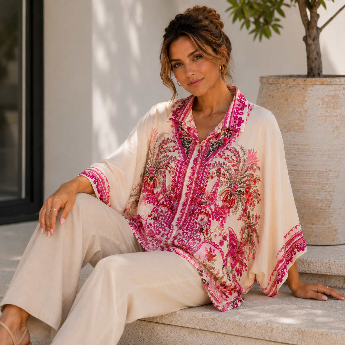 Vera May fuchsia Italian viscose top 6986D