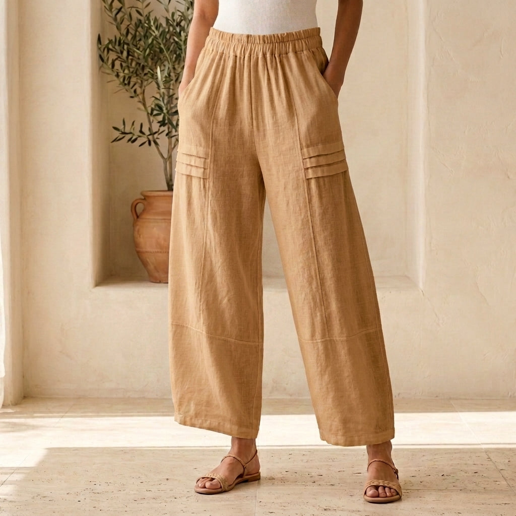Vera May camel Italian linen pants 6996
