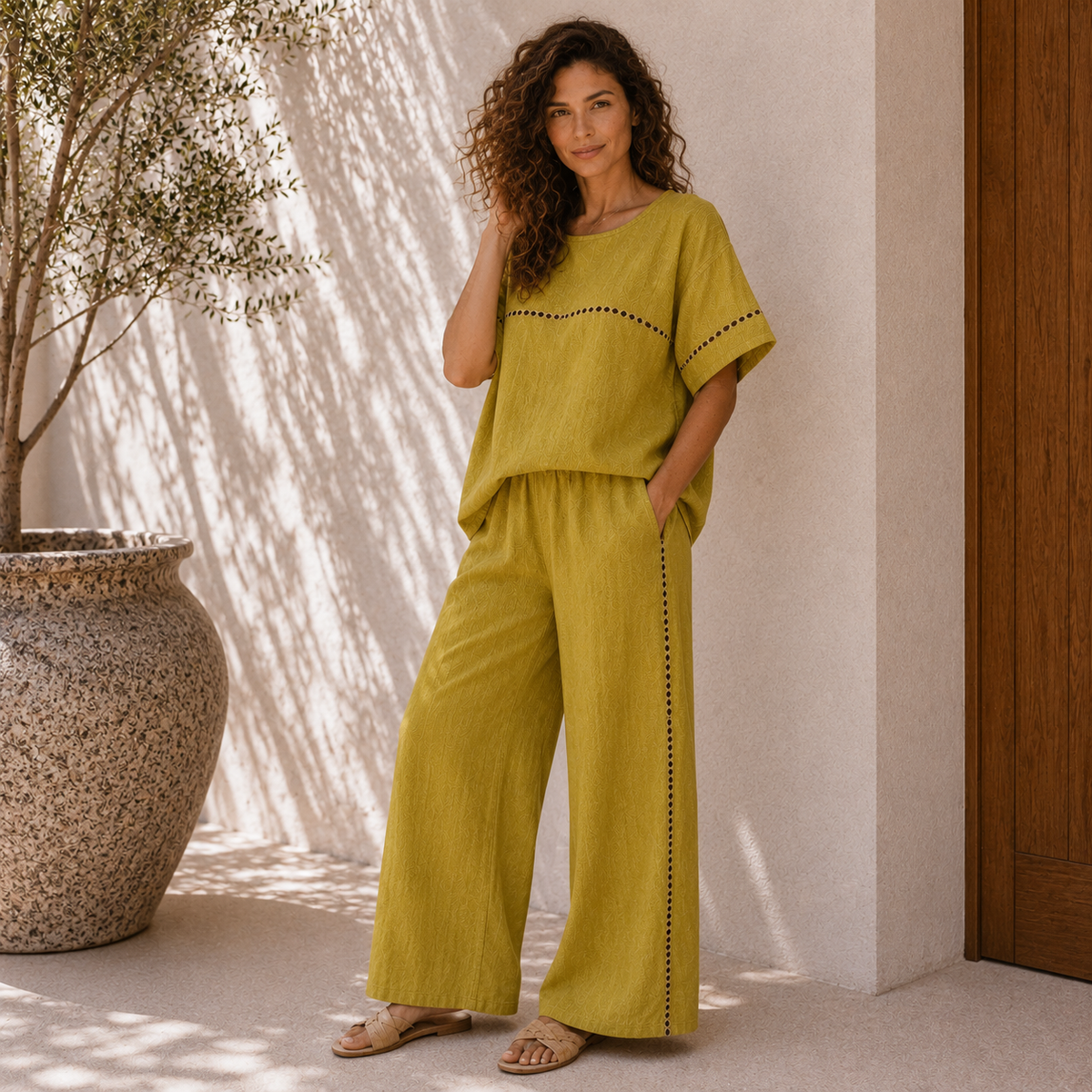 Vera May natural Italian linen co-ord set 6997/6998