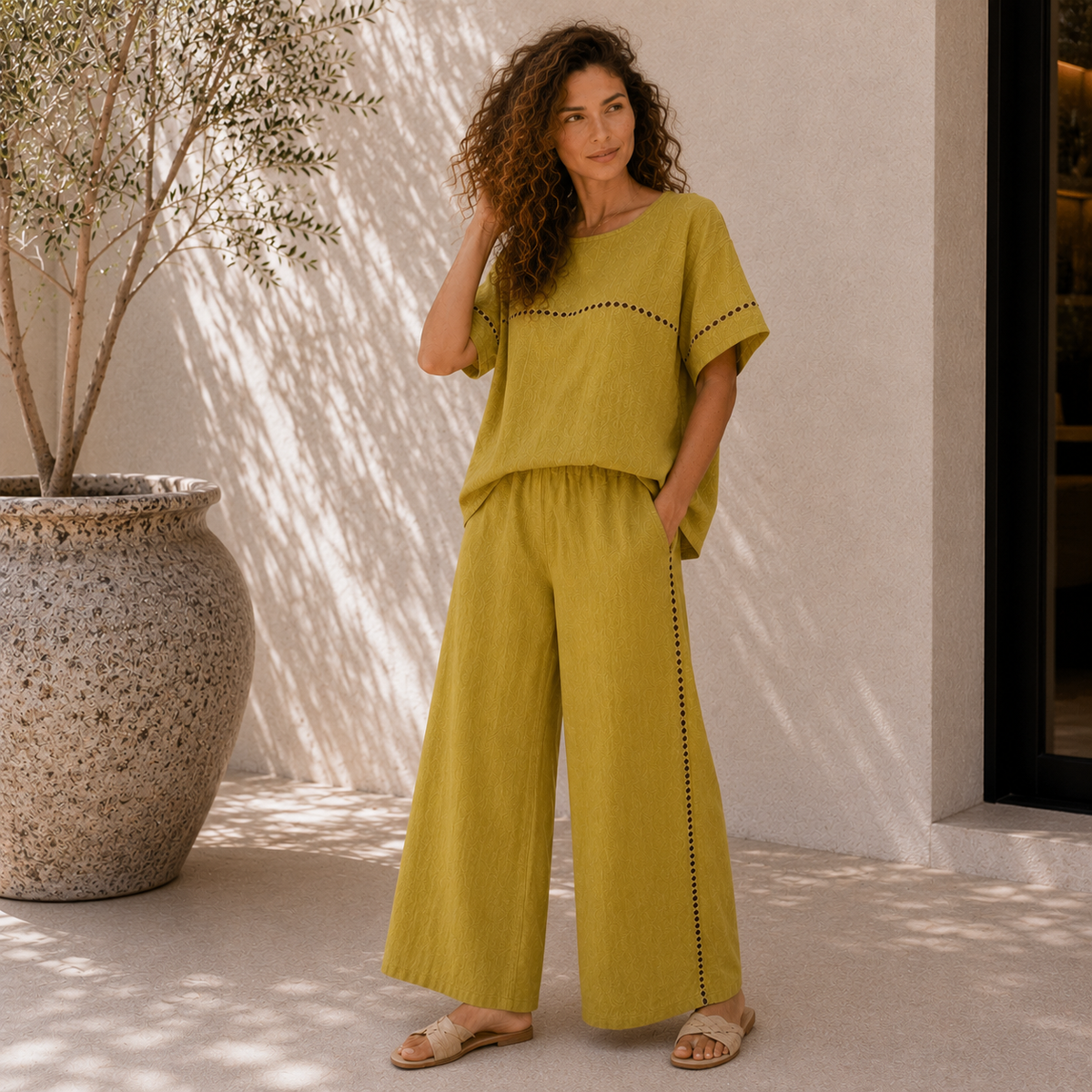 Vera May natural Italian linen co-ord set 6997/6998