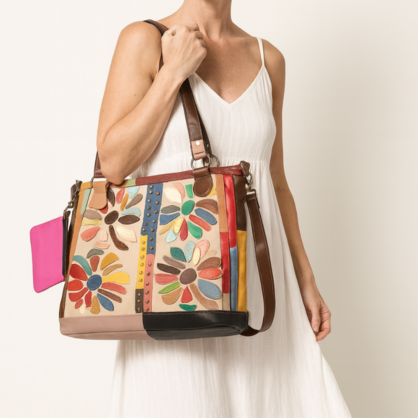 7505 MULTI GENUINE LEATHER VERA MAY HANDBAG
