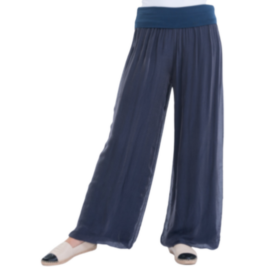 VERA MAY NAVY ITALIAN SILK PANT 8030