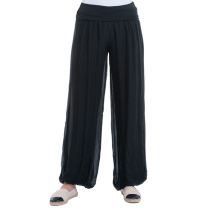 VERA MAY BLACK ITALIAN SILK PANT 8030