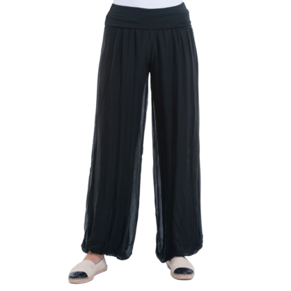 VERA MAY BLACK ITALIAN SILK PANT 8030