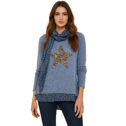 VERA MAY ITALIAN DENIM SWEATER 803467